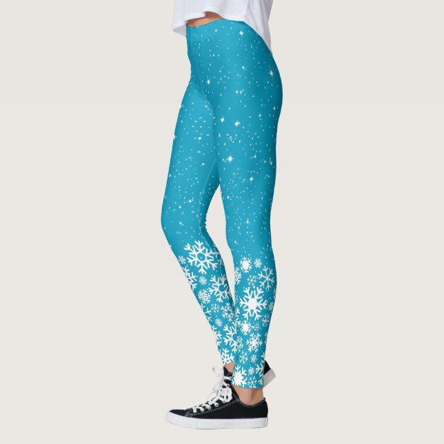 Snowflakes & Stars on Blue or your colour Leggings (Left)