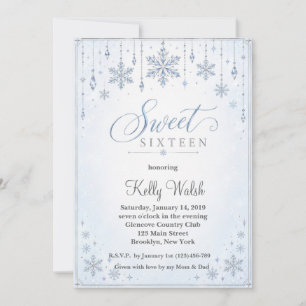 Snowflakes Sweet 16 Winter Wonderland Invitation