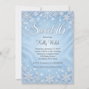 Snowflakes Sweet 16 Winter Wonderland Invitation