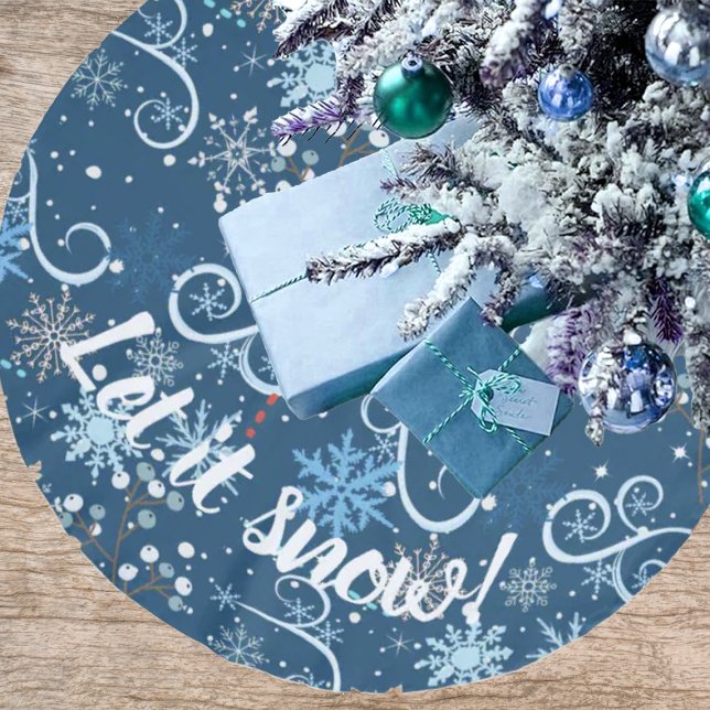 Snowflakes Swirls And Sparkles Brushed Polyester Tree Skirt (Creator Uploaded)