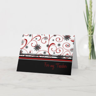 Snowflakes Teacher Happy Holidays Card