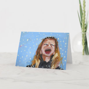 snowflakes that stay on my nose and eyelashes holiday card