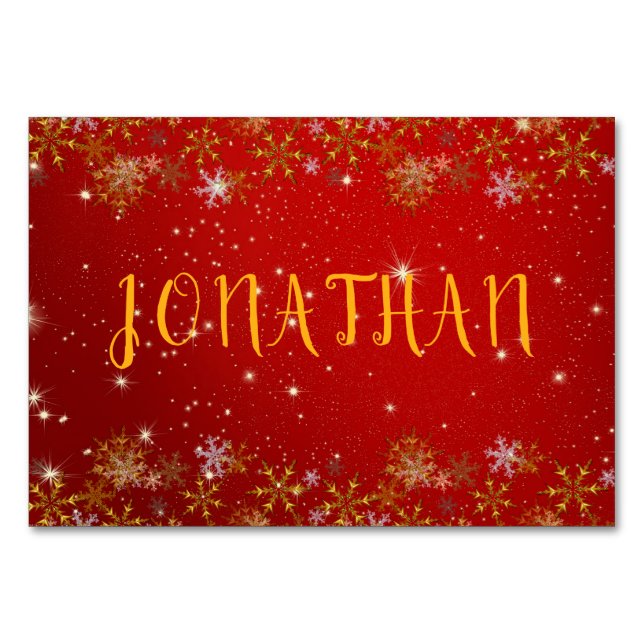 Snowflakes Twinkling Stars Christmas Place Cards (Front)