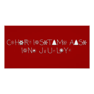 Snowflakes Typography Christmas in July Poster