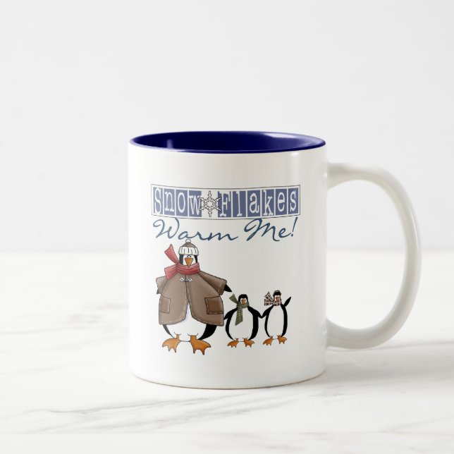 Snowflakes Warm Me Holiday Tshirts and Gifts Two-Tone Coffee Mug (Right)