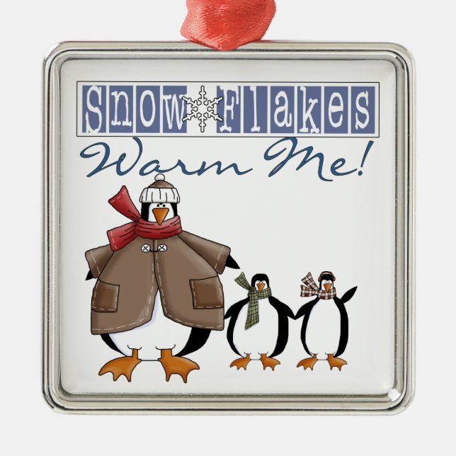 Snowflakes Warm Me Penguin Keepsake Ornament (Front)