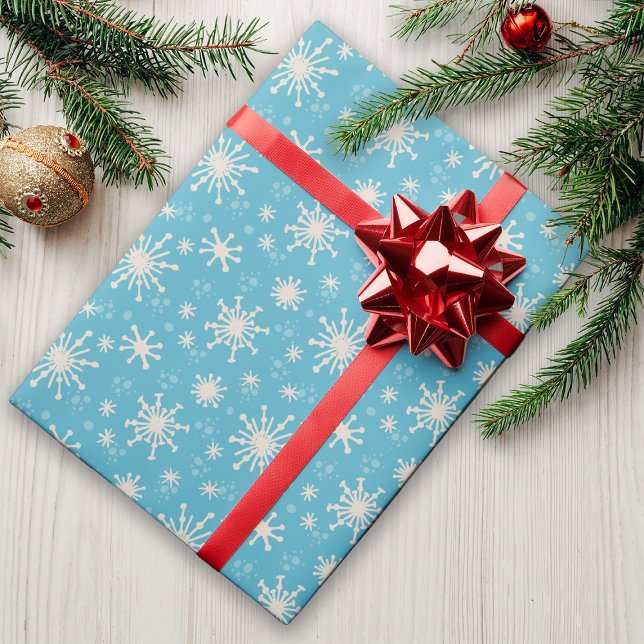 Snowflakes Whimsical Fun Cute Christmas Nostalgic Wrapping Paper (Creator Uploaded)