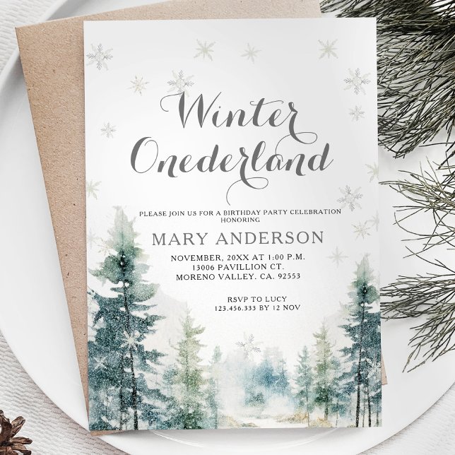  Snowflakes White Winter Onederland Birthday Invitation (Creator Uploaded)