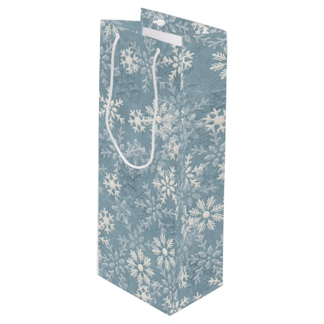 Snowflakes Wine Gift Bag (Front Angled)