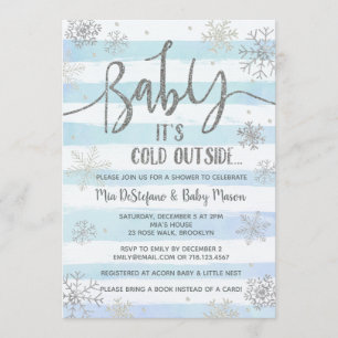 Snowflakes Winter Baby Shower Invitation
