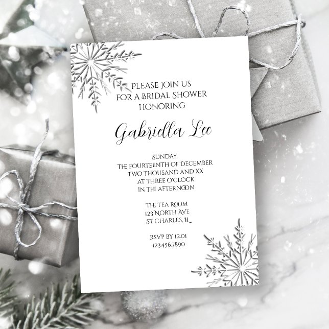 Snowflakes Winter Bridal Shower Invitation (Creator Uploaded)