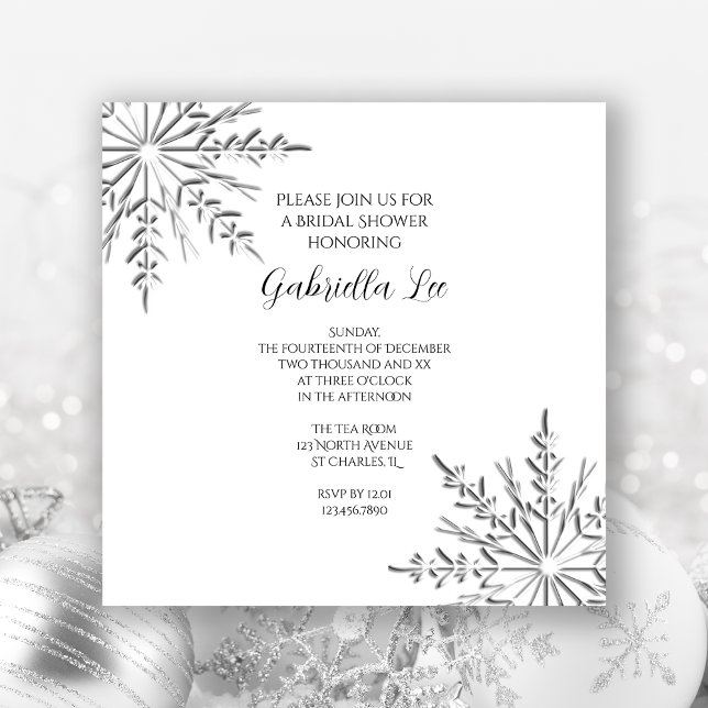 Snowflakes Winter Bridal Shower Invitation (Creator Uploaded)