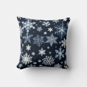 Snowflakes Winter Design Blue Cold Cute Cushion