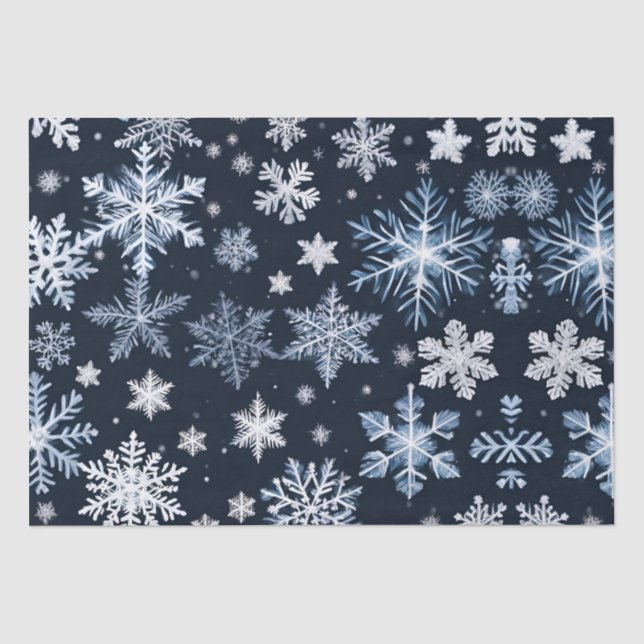 Snowflakes Winter Design Blue Cold Cute Tissue Paper (Front)