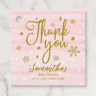 Snowflakes Winter Girl Baby Shower Thank You Favour Tags