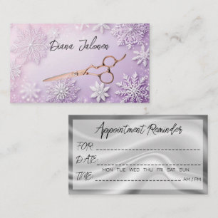 Snowflakes Winter Hairdresser Appointment Reminder Business Card