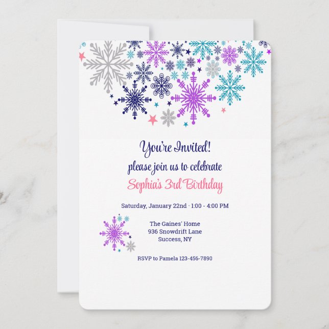 Snowflakes Winter Invitation (Front)