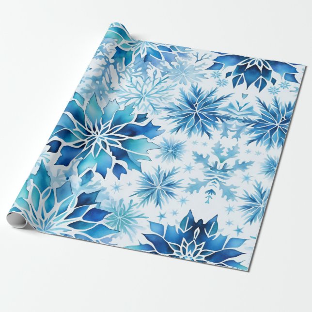 Snowflakes Winter magic watercolor pattern  Wrapping Paper (Unrolled)