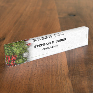 Snowflakes Winter Monogram Name Templates White Nameplate