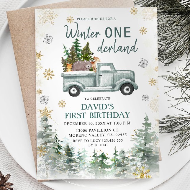 Snowflakes Winter ONEderland Birthday Party  Invitation (Creator Uploaded)