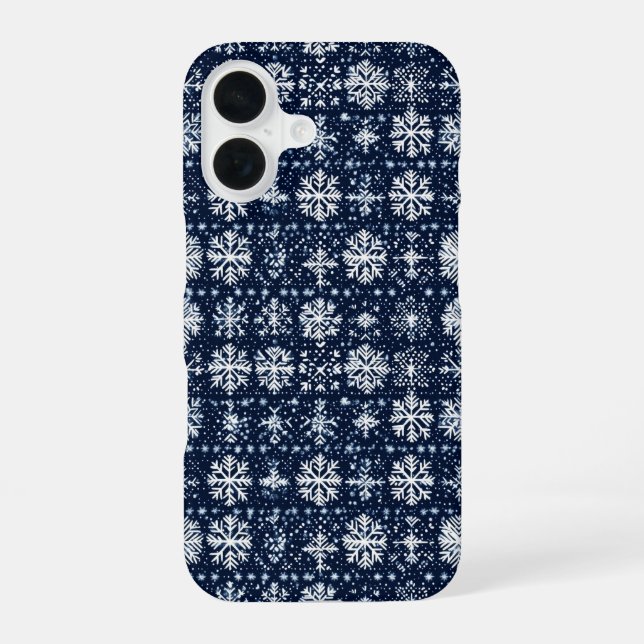 Snowflakes Winter Pattern iPhone 16 Case (Back)