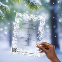 Snowflakes winter QR code RSVP clear wedding