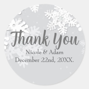Snowflakes Winter Thank You Sticker