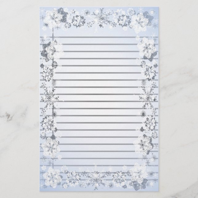Snowflakes Winter Theme Christmas Writing Paper (Front)