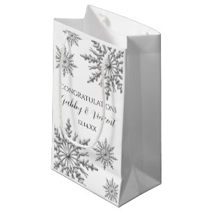 Snowflakes Winter Wedding Congratulations Small Gift Bag
