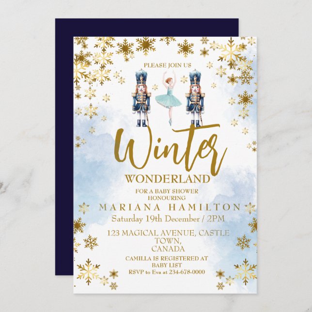 Snowflakes Winter Wonderland Baby Shower Boy  Invitation (Front/Back)