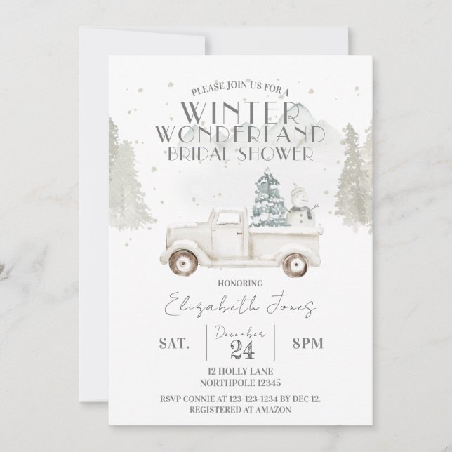 Snowflakes Winter Wonderland Bridal Shower Invitation (Front)