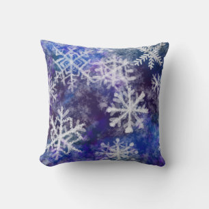 Snowflakes With blue background Cushion