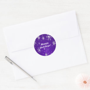 Snowflakes with Blue Background Round Stickers