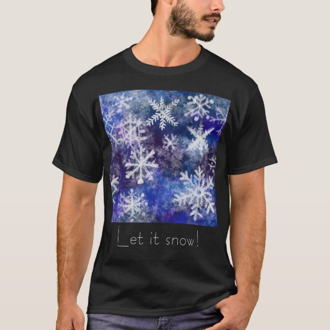 Snowflakes With blue background  T-Shirt (Front)