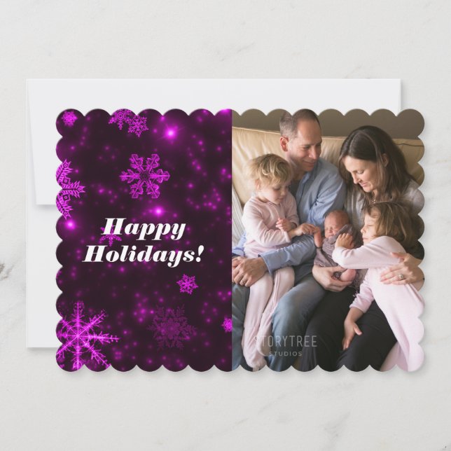 Snowflakes with Deep Purple Background Flat Card (Front)