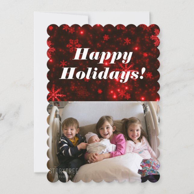 Snowflakes with Deep Red Background Flat Card (Front)