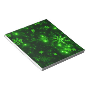 Snowflakes with Green Background Notepad