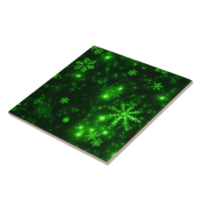 Snowflakes with Green Background Tile (Side)