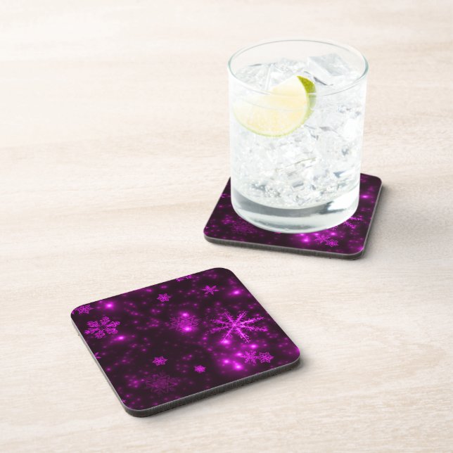 Snowflakes with Purple Background Coaster (Right Side)