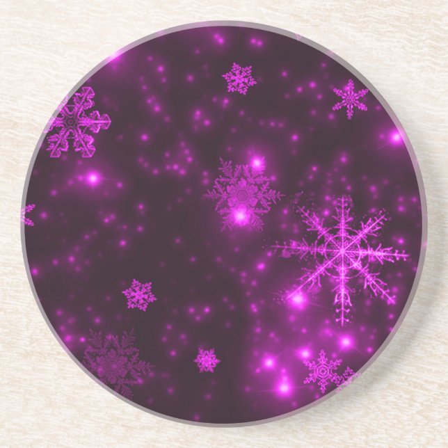 Snowflakes with Purple Background Coaster (Front)