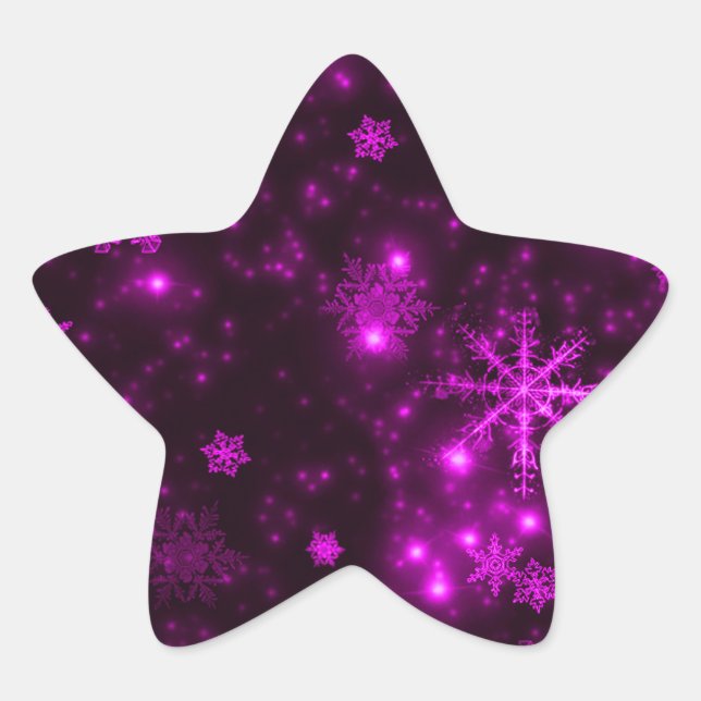Snowflakes with Purple Background Star Sticker (Front)