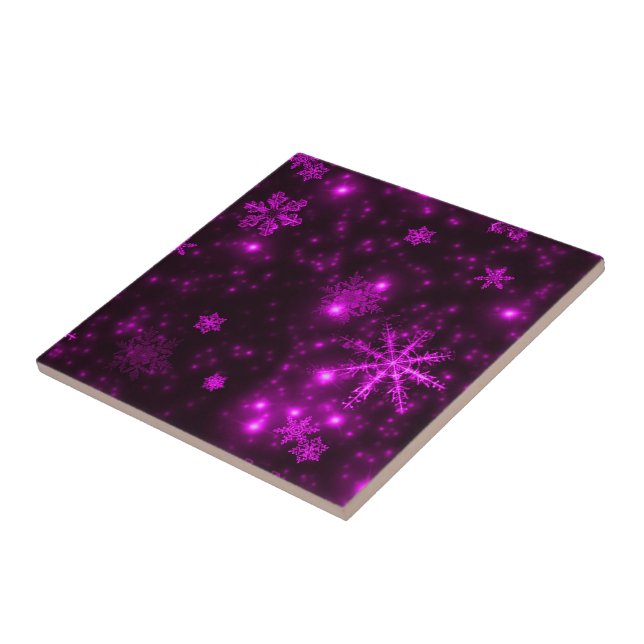 Snowflakes with Purple Background Tile (Side)