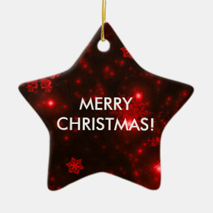 Snowflakes with Red Background Ornament