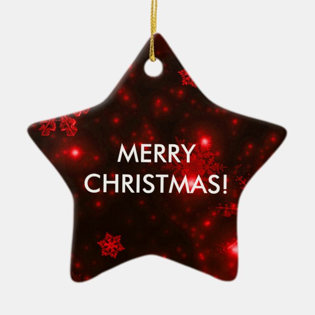 Snowflakes with Red Background Ornament (Front)