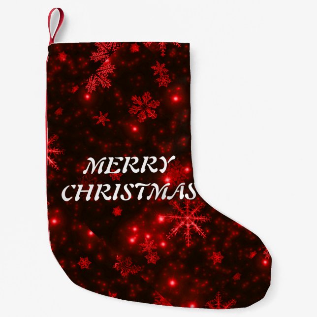 Snowflakes with Red Background Xmas Stocking (Front)