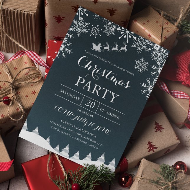 Snowflakes With Santa Corporate Christmas  Invitation (Creator Uploaded)
