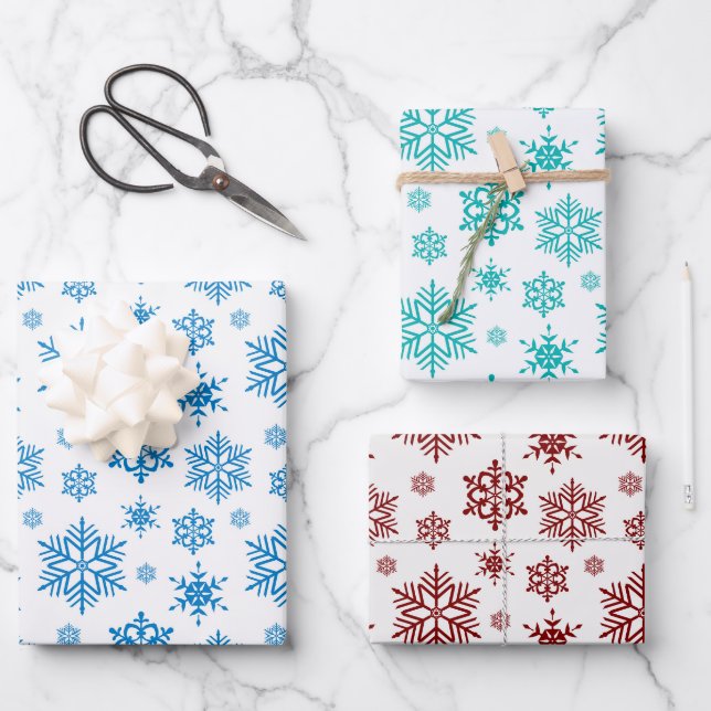 Snowflakes Wrapping Paper Sheet (Front)