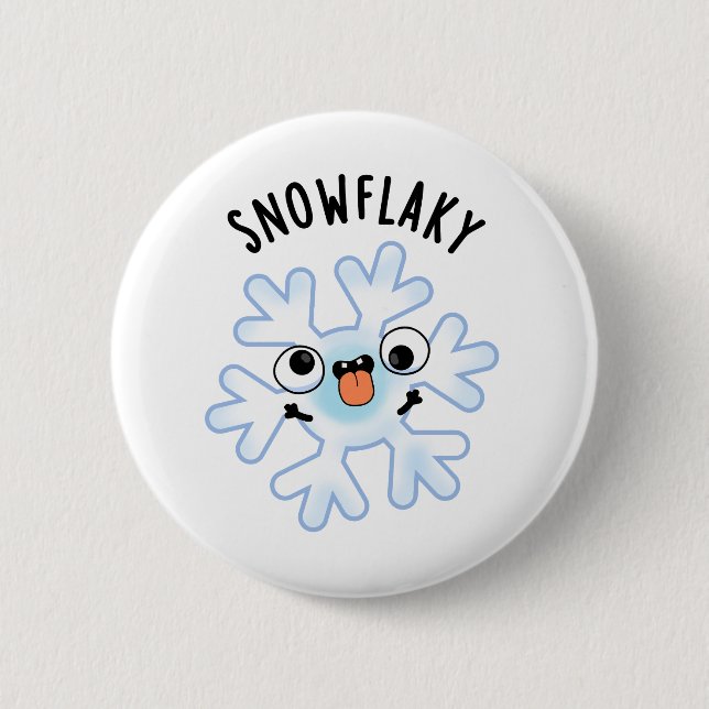 Snowflaky Funny Snow Flake Pun  6 Cm Round Badge (Front)