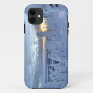 Snowghosts at sunset at Whitefish Mountain iPhone 11 Case