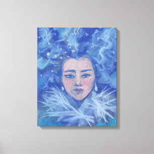 Snowgirl, fantasy art, Christmas & New Year Canvas Print